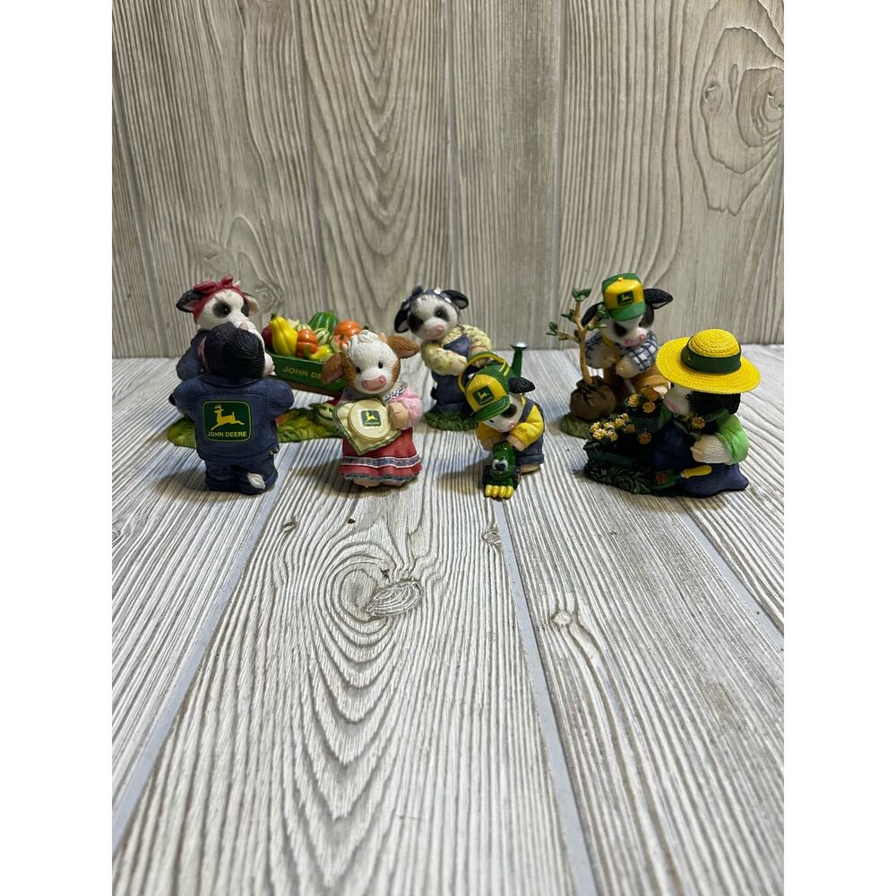 Mary's Moo Moo's Cows Lot of 7 John Deere Farm Themed Figurines Enesco Vintage